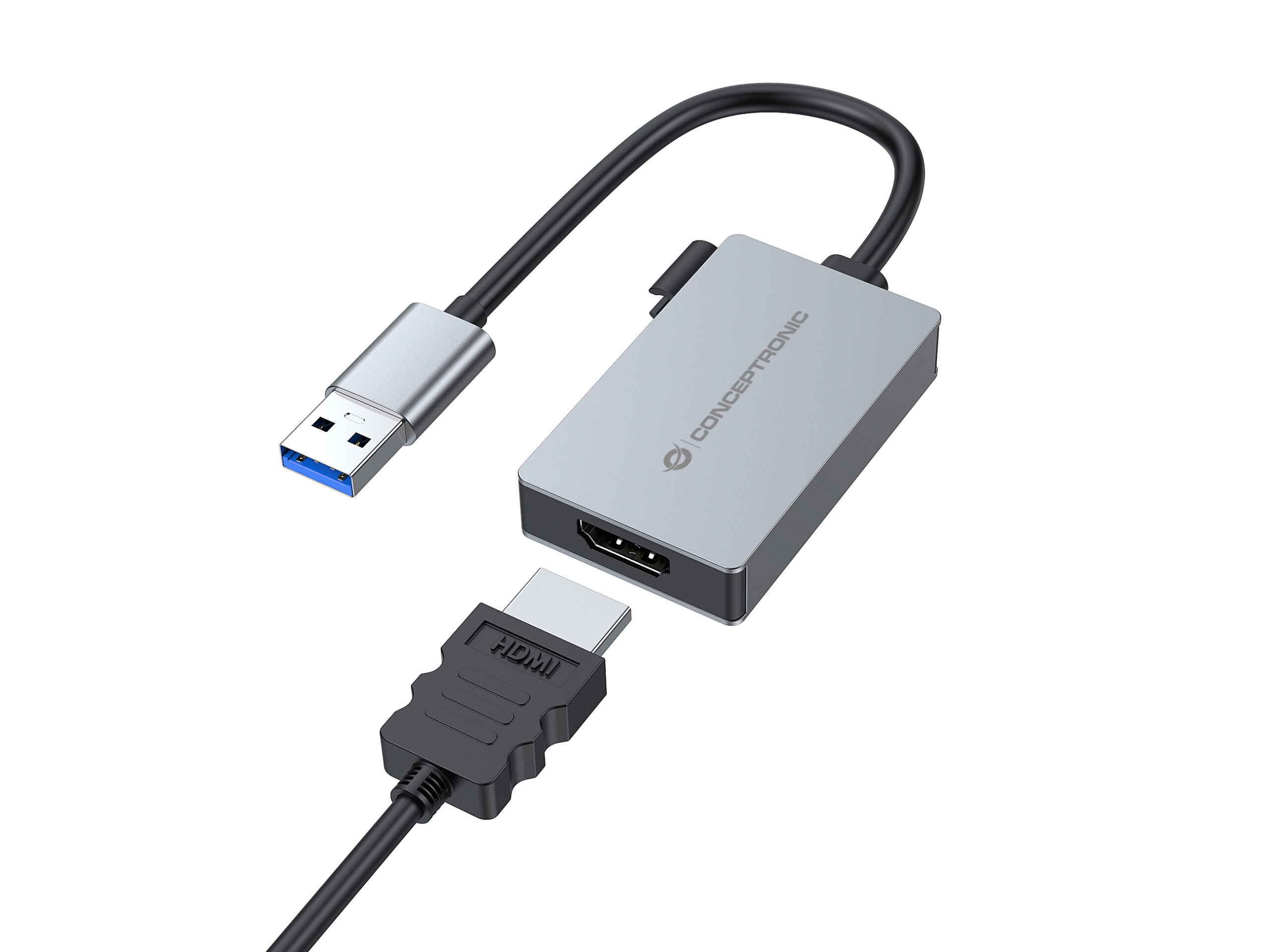 Conceptronic ABBY22G Adaptador gráfico USB 1920 x 1080 Pixeles Gris - Imagen 2