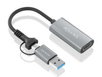 AISENS Conversor Aluminio USB-A+USB-C A HDMI 1080P@60Hz, USB-A/M+USB-C/M-HDMI/H, Gris, 15cm