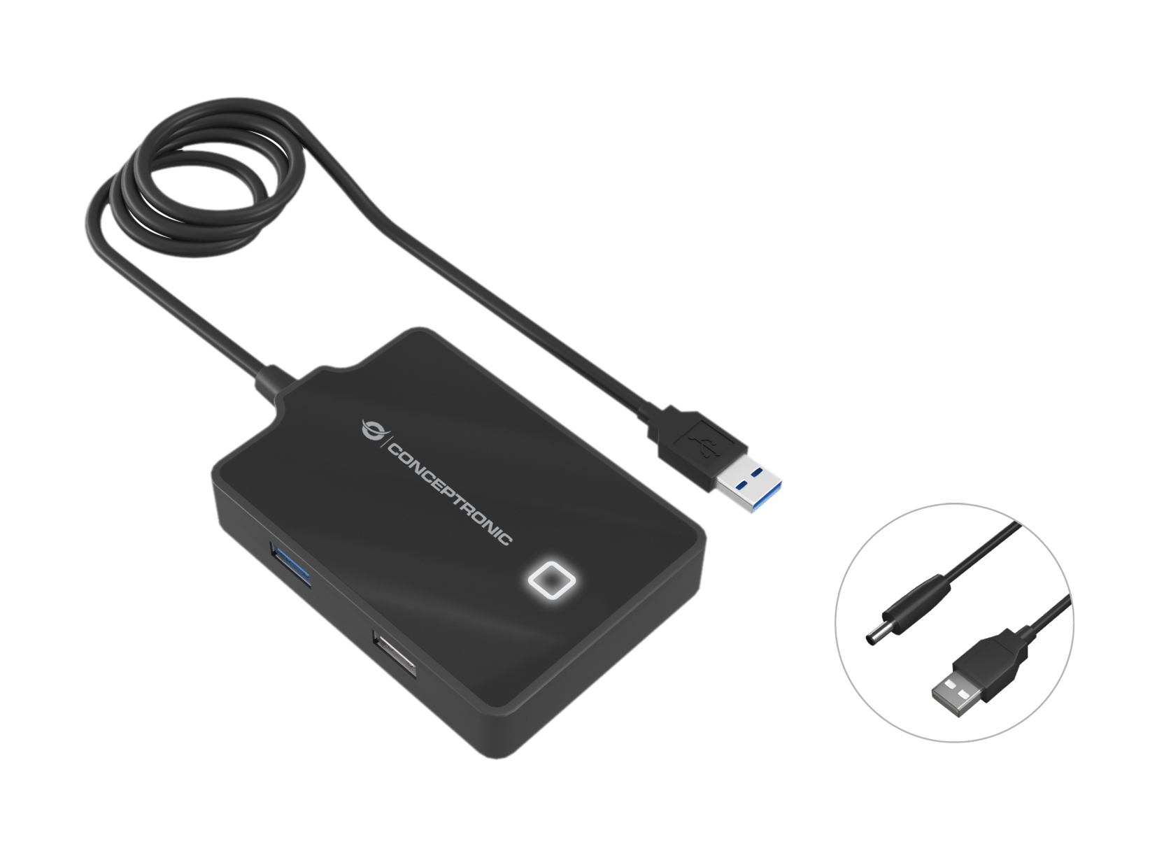 Conceptronic HUBBIES10B base para portátil y replicador de puertos USB 3.2 Gen 1 (3.1 Gen 1) Type-A Negro