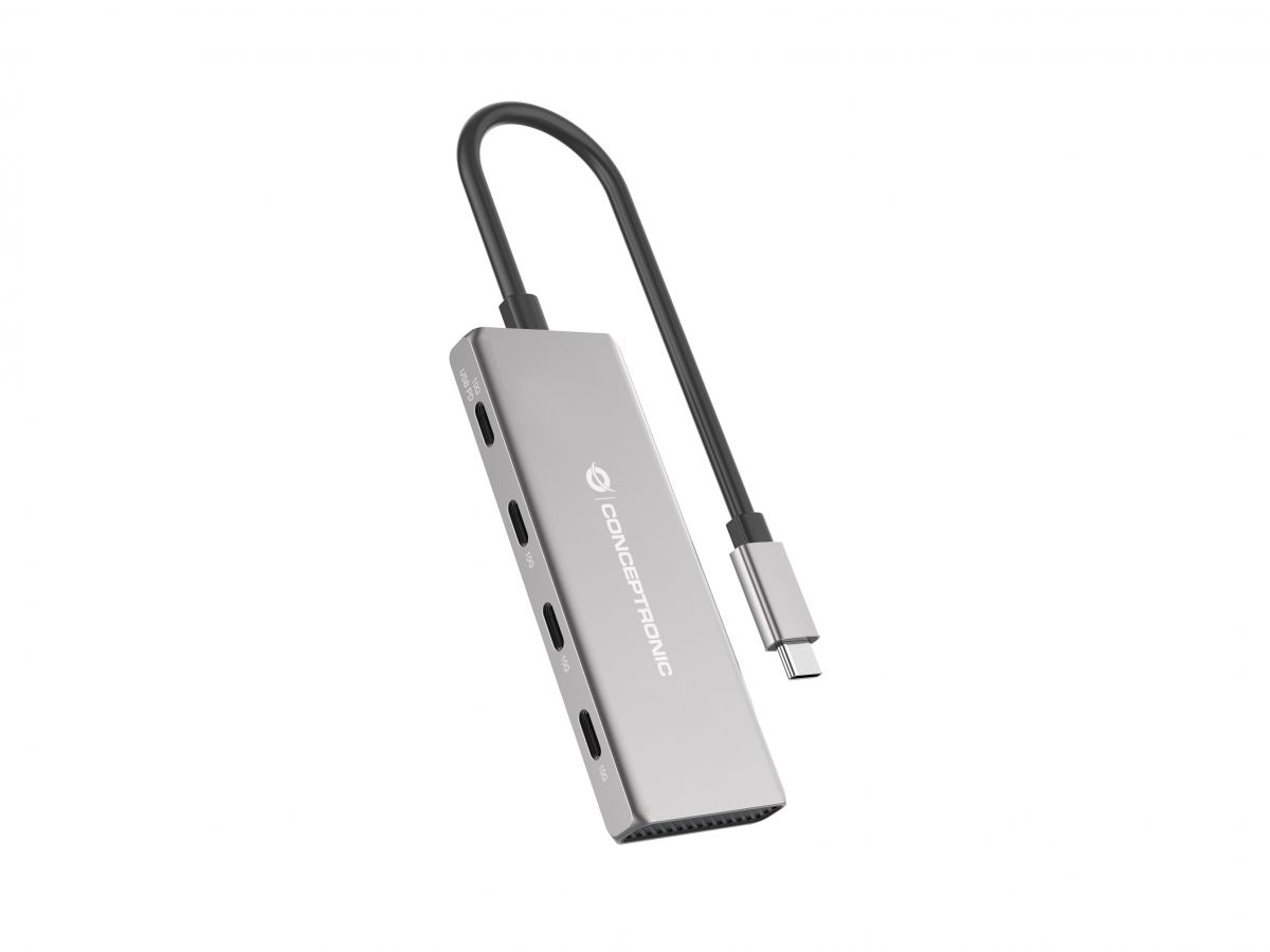 Conceptronic HUBBIES16G hub de interfaz USB 3.2 Gen 2 (3.1 Gen 2) Type-C 10000 Mbit/s Gris