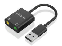 AISENS Conversor USB-A a Audio 48KHz, USB-A/M-2xJack 3.5/H, Negro, 10 cm