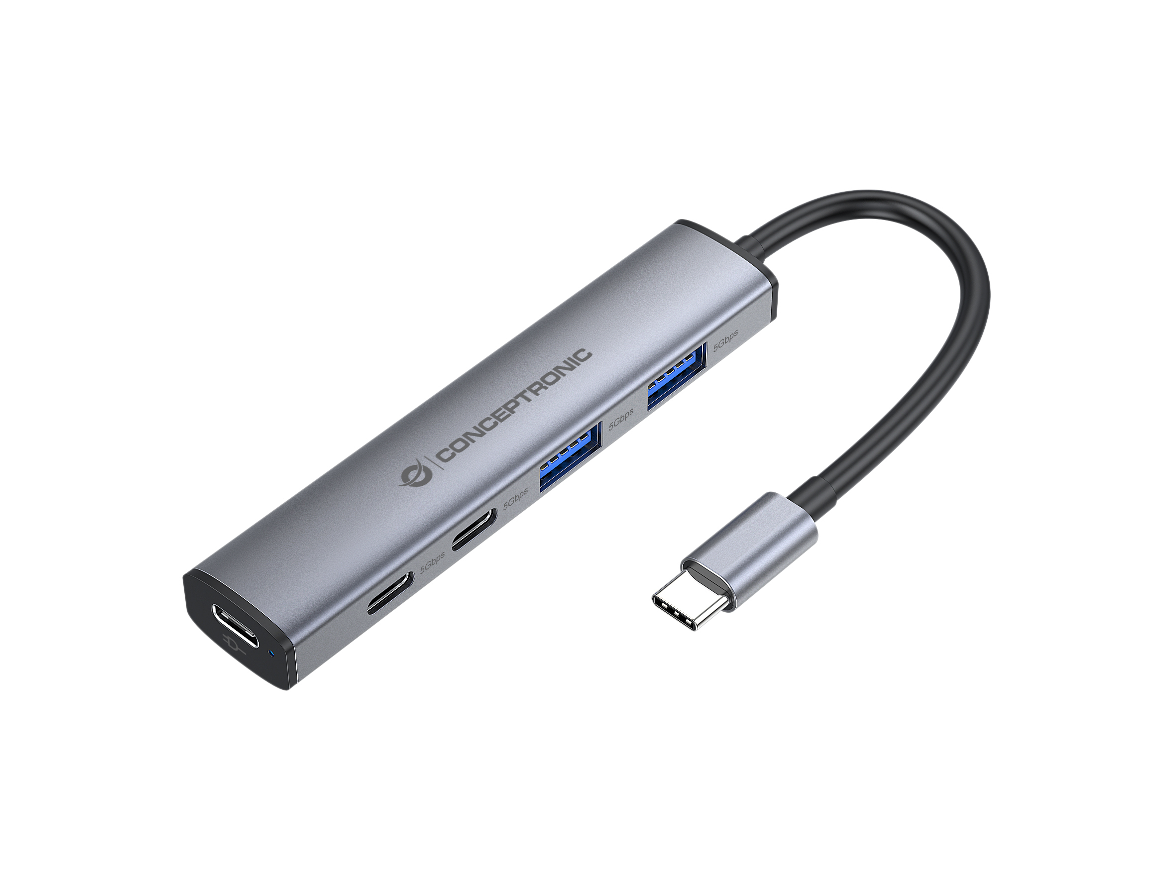 Conceptronic HUBBIES22G hub de interfaz USB 3.2 Gen 1 (3.1 Gen 1) Type-C 5000 Mbit/s Gris