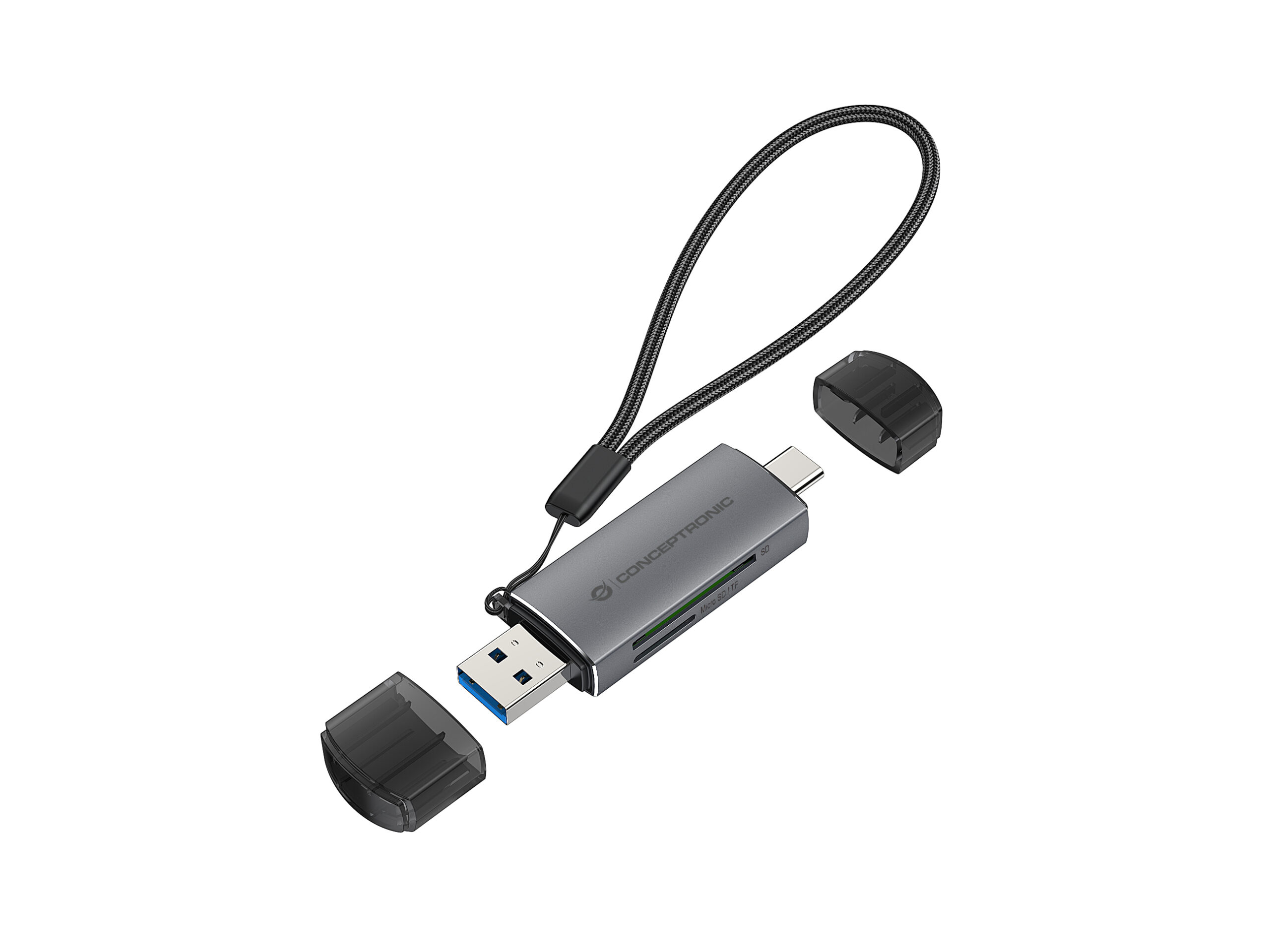 Conceptronic BIAN05G lector de tarjeta USB 3.2 Gen 1 (3.1 Gen 1) Type-A/Type-C Gris