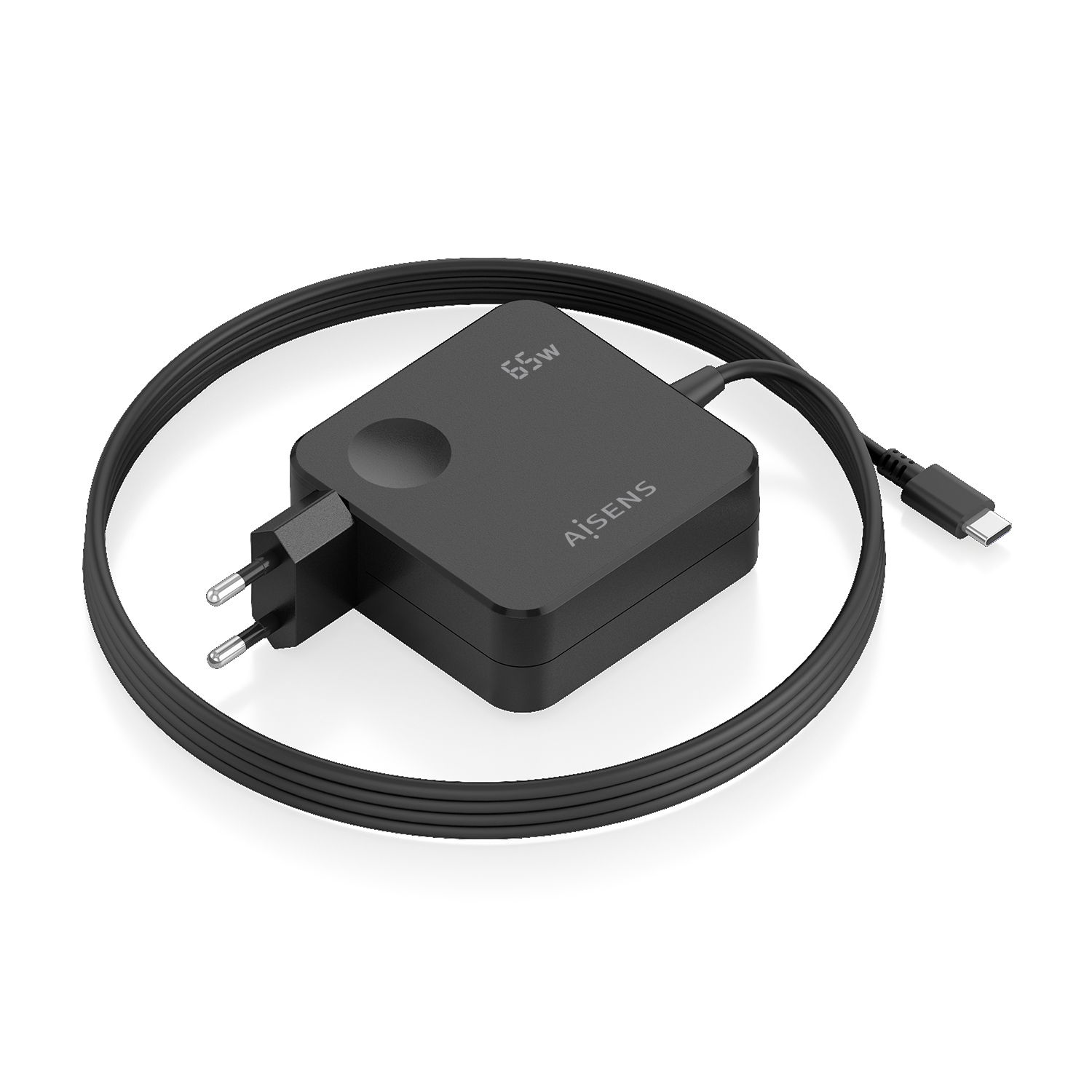 AISENS Cargador 65W PD3.0 1xUSB-C 1.5m, Negro