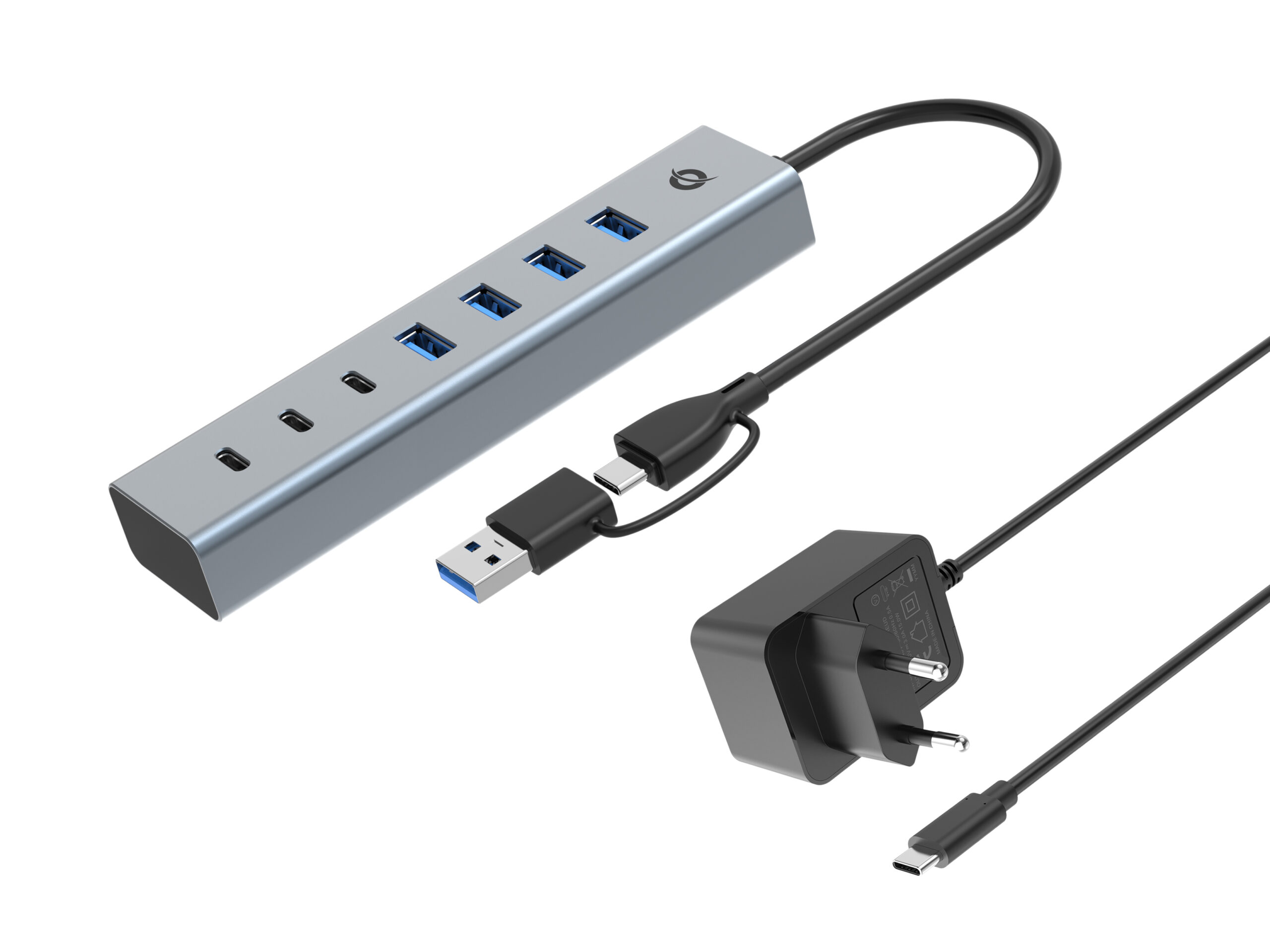Conceptronic HUBBIES20GP hub de interfaz USB 3.2 Gen 1 (3.1 Gen 1) Type-C 5000 Mbit/s Gris