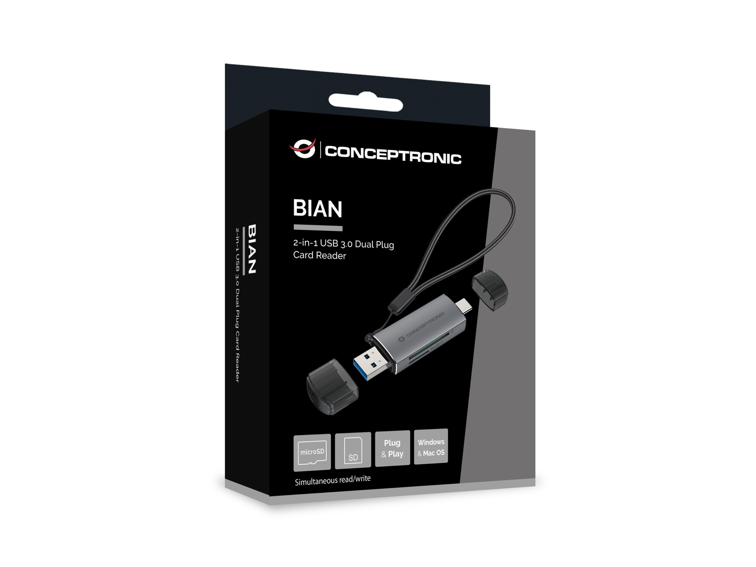 Conceptronic BIAN05G lector de tarjeta USB 3.2 Gen 1 (3.1 Gen 1) Type-A/Type-C Gris - Imagen 3